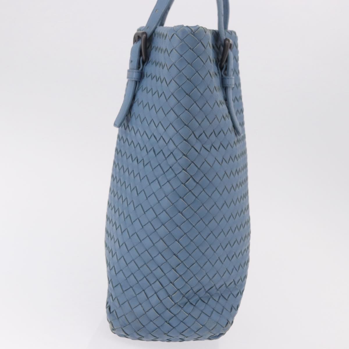 Bottega Veneta Intrecciato Tote Leather Blue Leather Tote Bag Bag (Pre-Owned)
