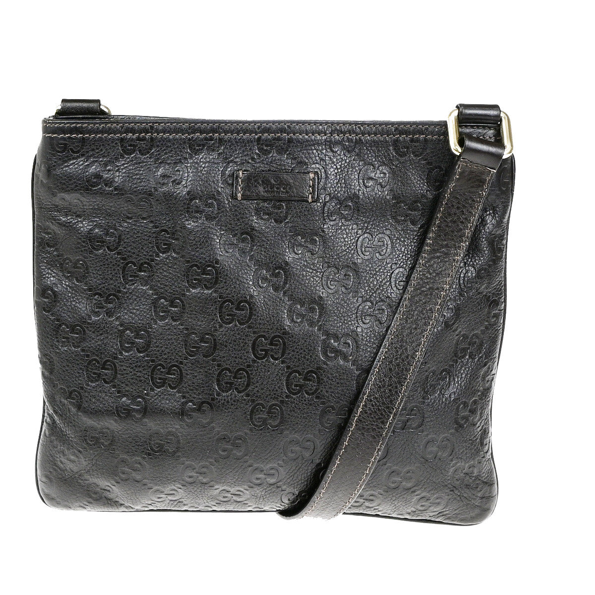 Gucci Guccissima Shoulder Bag Brown Leather Shoulder Bag Bag (Pre-Owned)