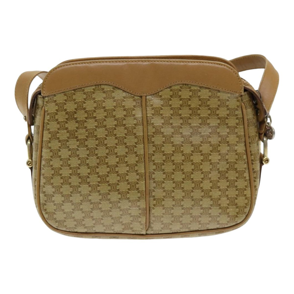 Celine Vintage Macadam Shoulder Bag Canvas And Leather Beige Canvas Shoulder Bag Bag (Pre-Owned)