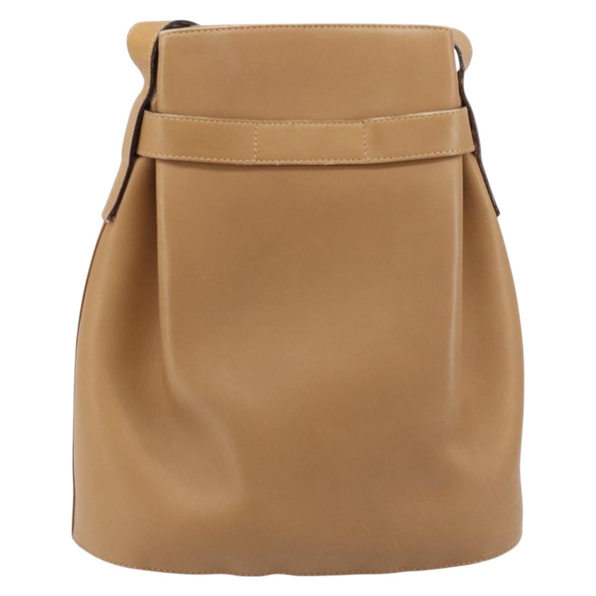 Salvatore Ferragamo Gancini Shoulder Bag Leather Beige Leather Shoulder Bag Bag (Pre-Owned)