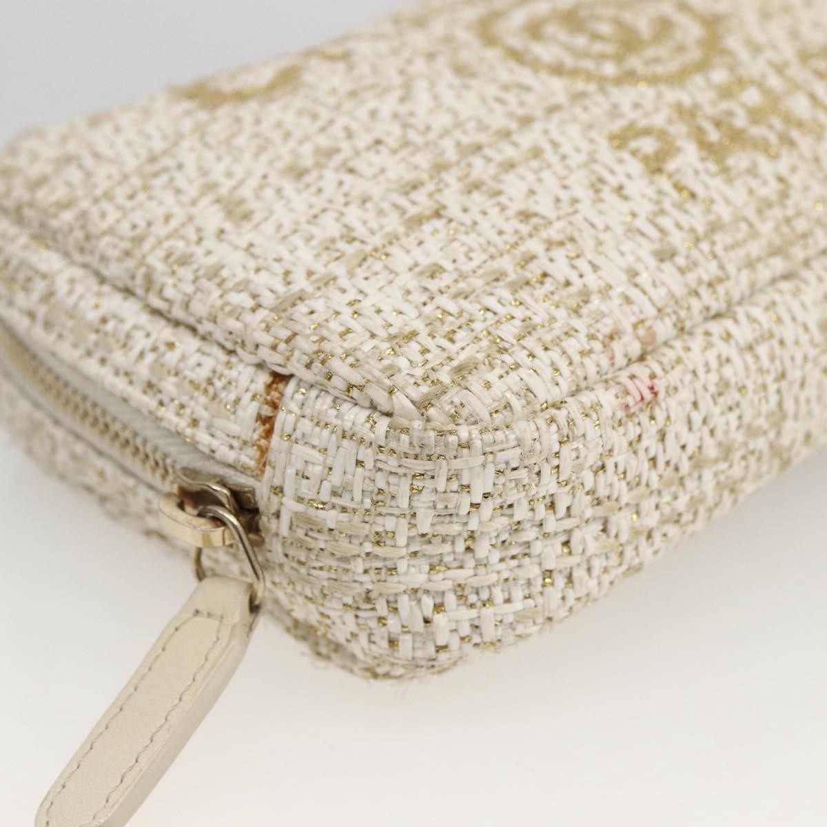 Chanel Deauville Curvy Cosmetic Pouch Tweed Gold Tweed Clutche & Pouche Bag (Pre-Owned)