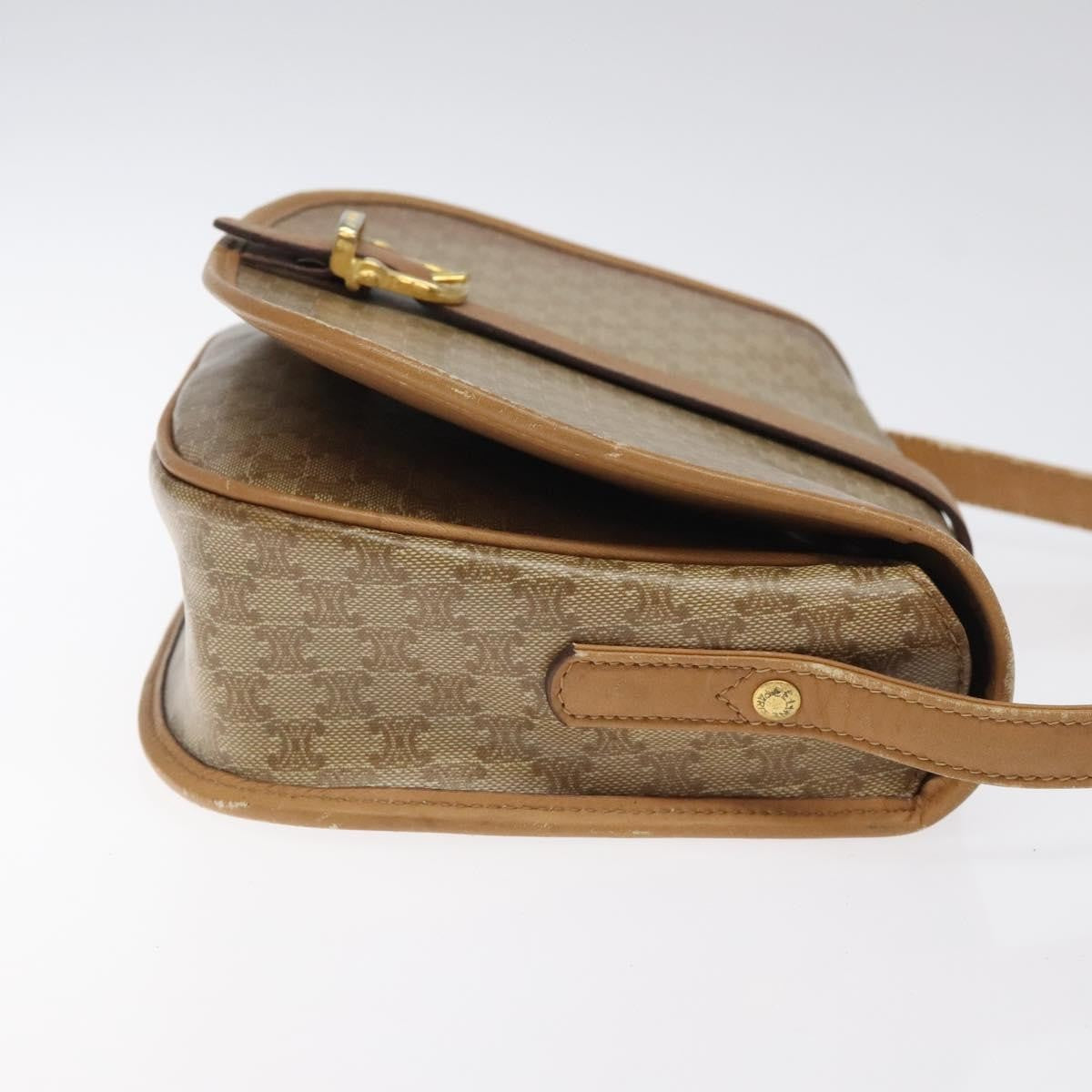 Celine Vintage Macadam Shoulder Bag Canvas And Leather Beige Canvas Shoulder Bag Bag (Pre-Owned)