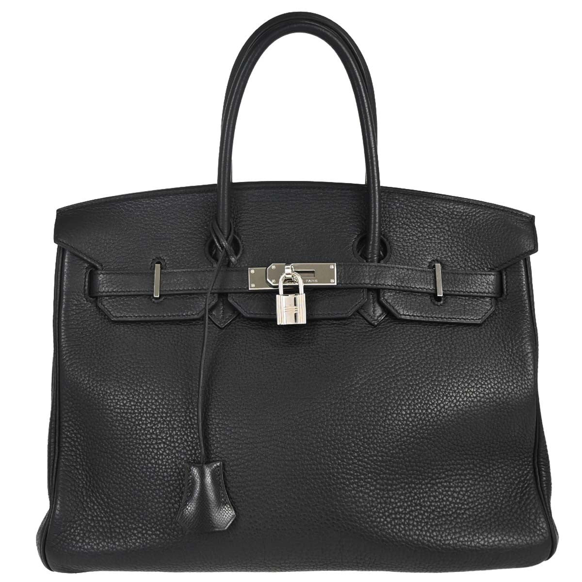 Hermes Birkin Handbag Black Togo With Palladium Hardware Black Leather Handbag (Pre-Owned)