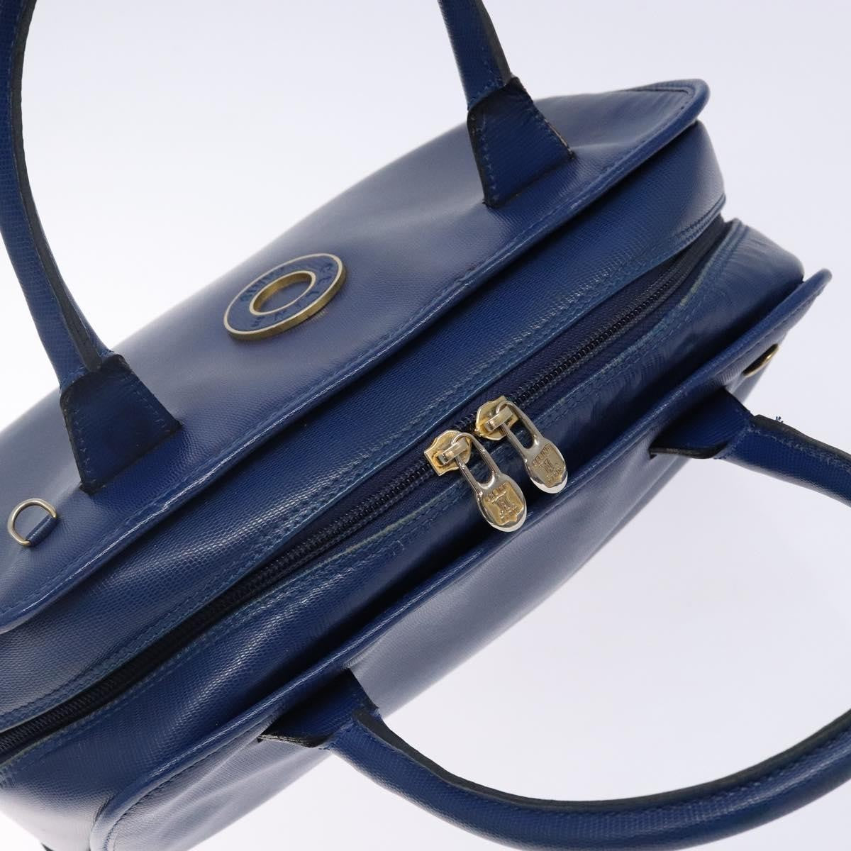 Celine Circle Logo Handbag Leather Blue Leather Bag (Pre-Owned)