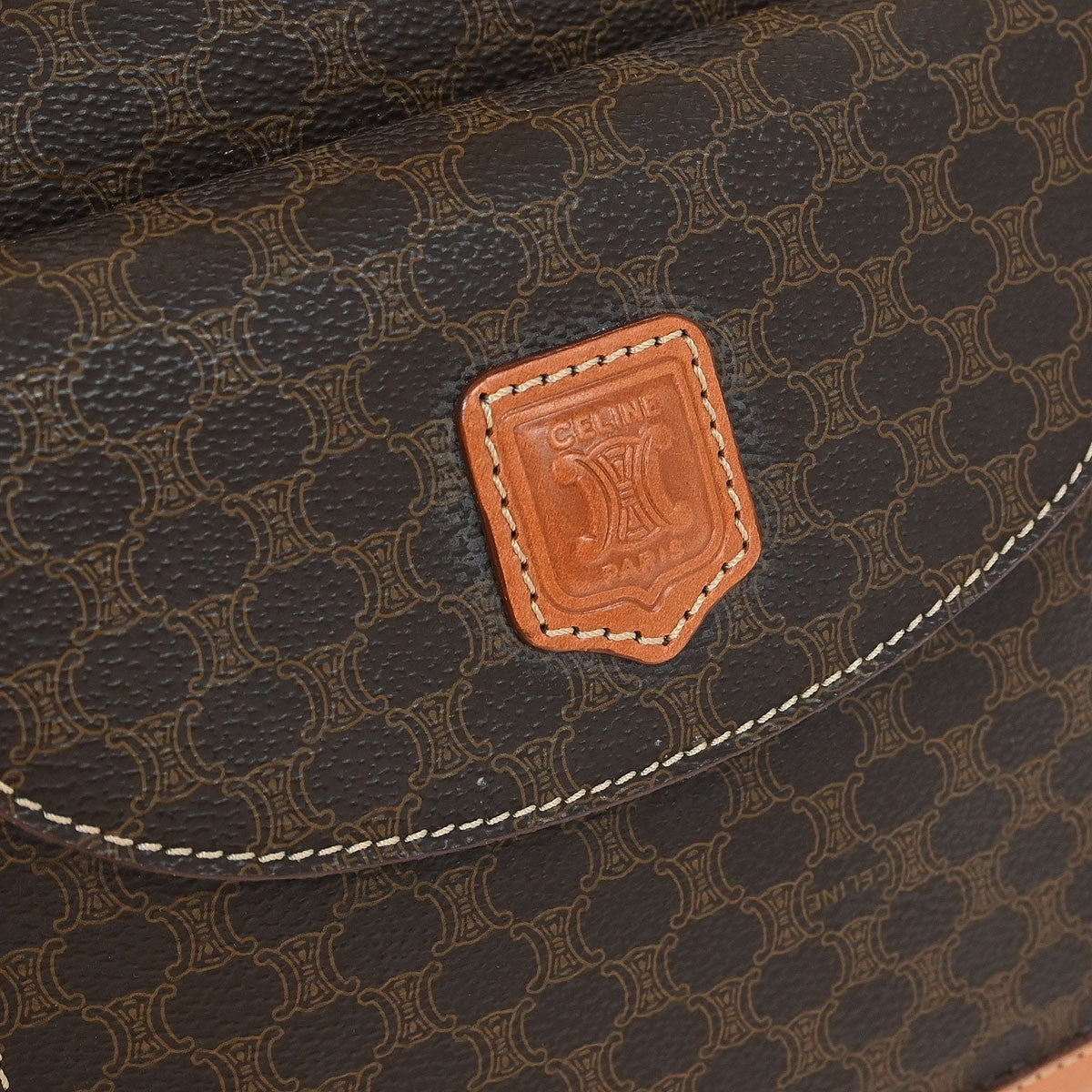 Celine C Macadam Handbag Canvas Brown Canvas Handbag (Pre-Owned)