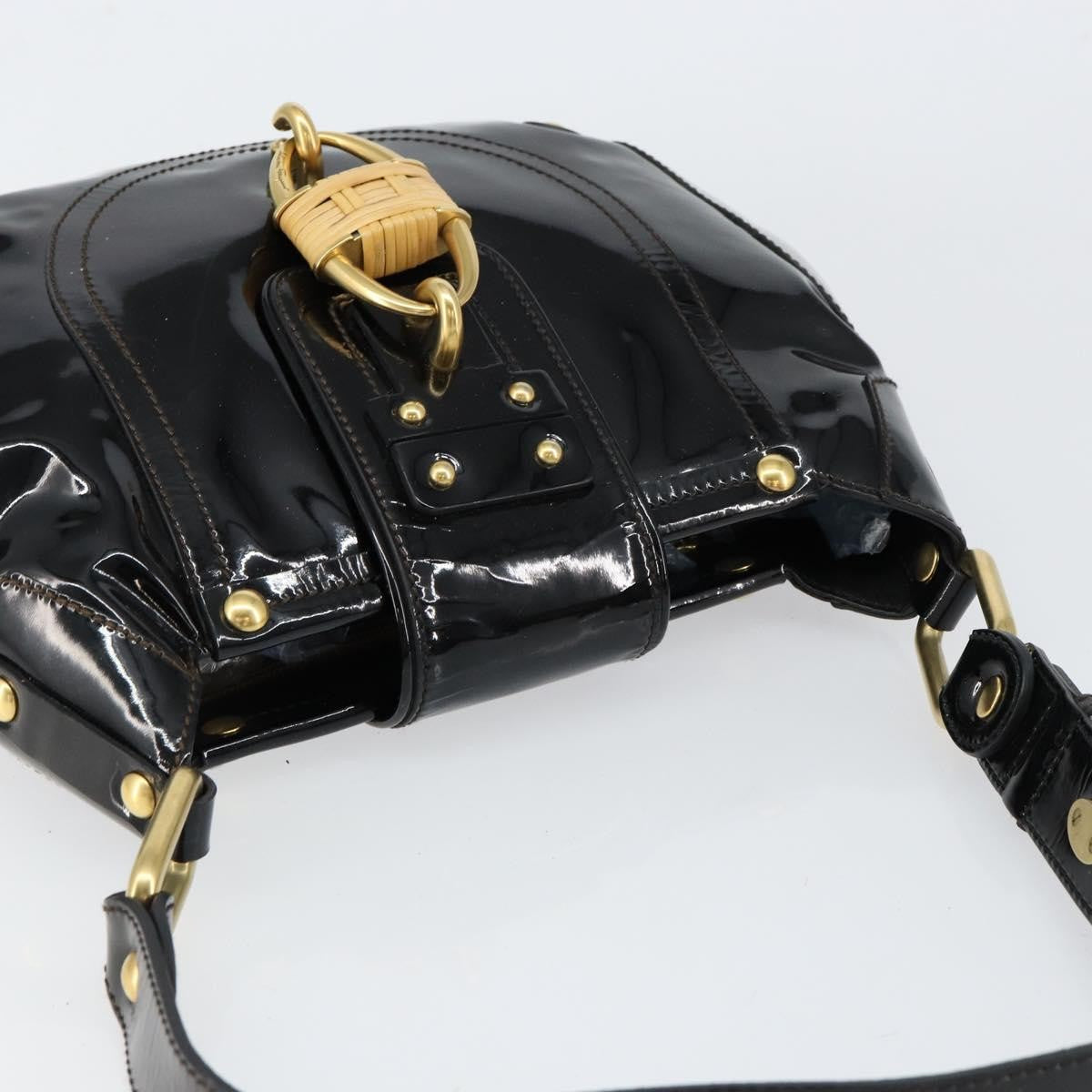 Salvatore Ferragamo Gancini Tote Patent Leather Black Patent_Leather Tote Bag Bag (Pre-Owned)
