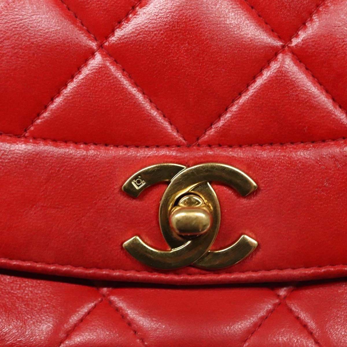 Chanel Vintage Diana Flap Bag Quilted Lambskin Red Leather Crossbody Bag Bag (Pre-Owned)