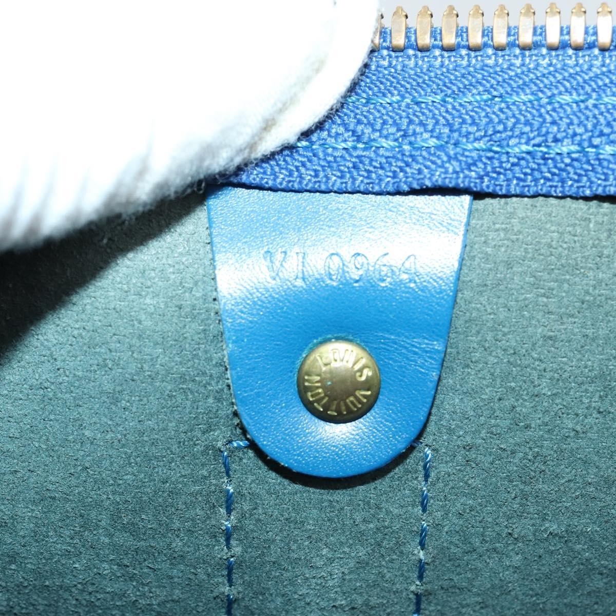 Louis Vuitton Keepall Bag Epi Leather Blue Leather Travel Bag Bag (Pre-Owned)