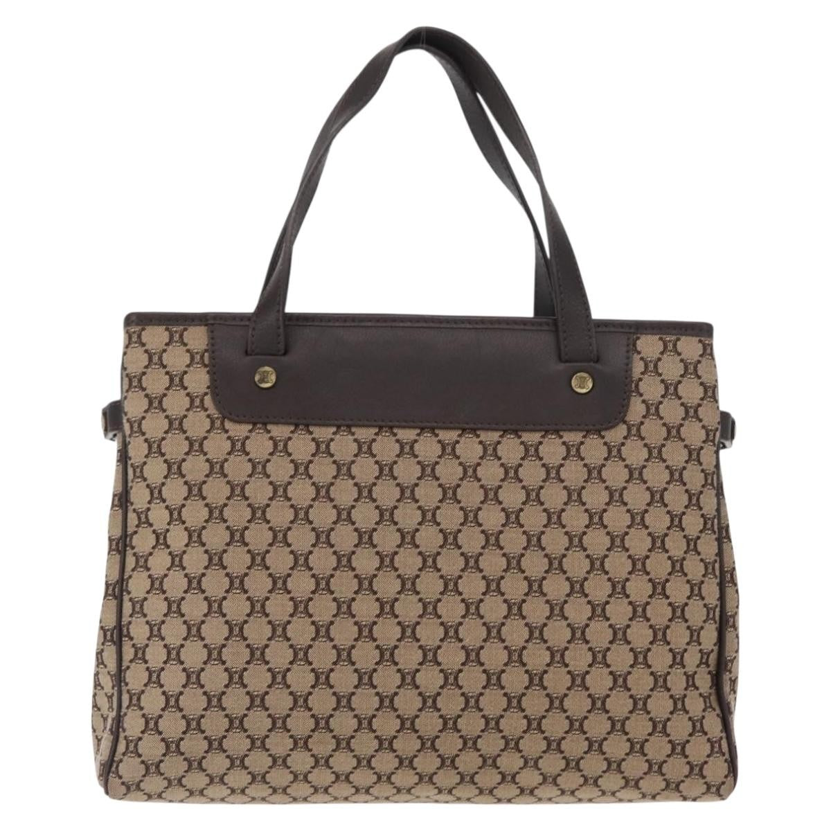 Celine Vintage Macadam Handbag Canvas Beige Canvas Handbag (Pre-Owned)