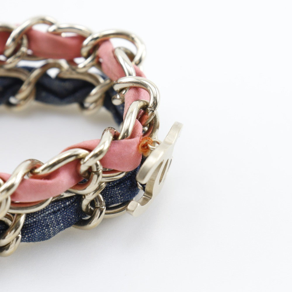 Chanel Coco Mark Chain 2 Bracelet Metal And Denim Multicolour Mesh Bracelet Jewelry (Pre-Owned)