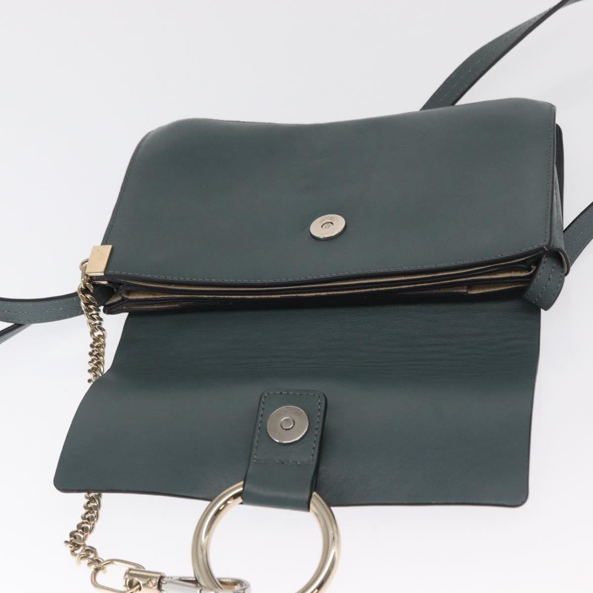 Chloe Faye Shoulder Bag Leather And Suede Green Leather Shoulder Bag Bag (Pre-Owned)