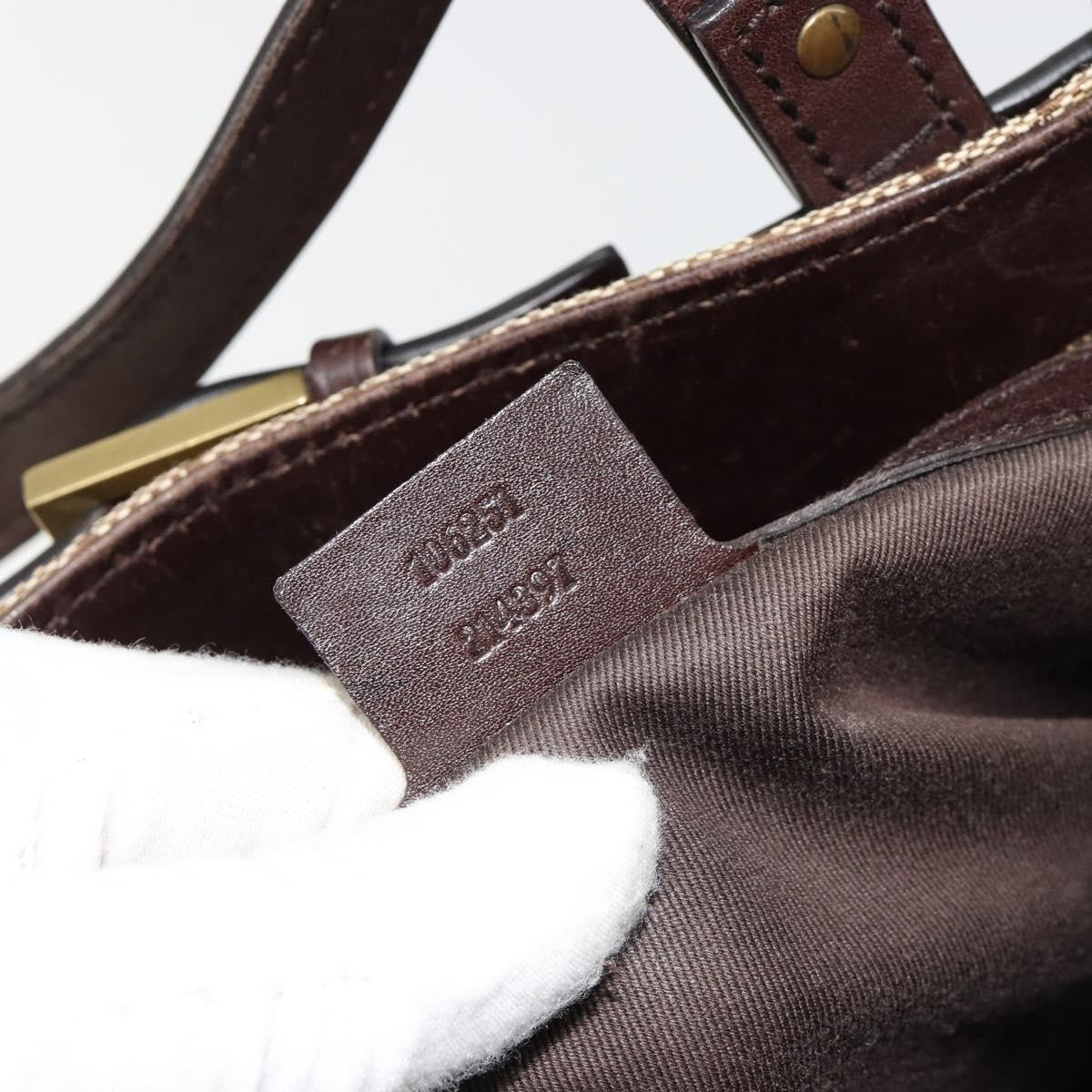 Gucci Belted Bucket Tote Gg Canvas With Leather Beige Canvas Tote Bag Bag (Pre-Owned)