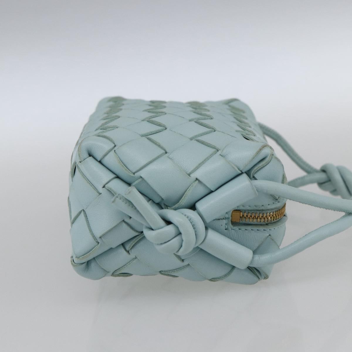 Bottega Veneta Loop Crossbody Bag Intrecciato Nappa Blue Leather Shoulder Bag Bag (Pre-Owned)