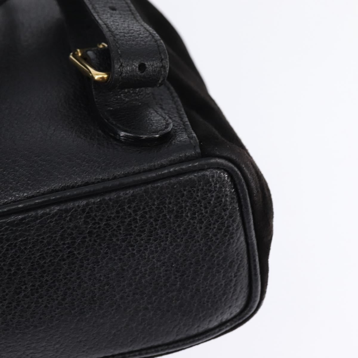 Gucci Vintage Bamboo Backpack Suede Black Suede Backpack Bag (Pre-Owned)