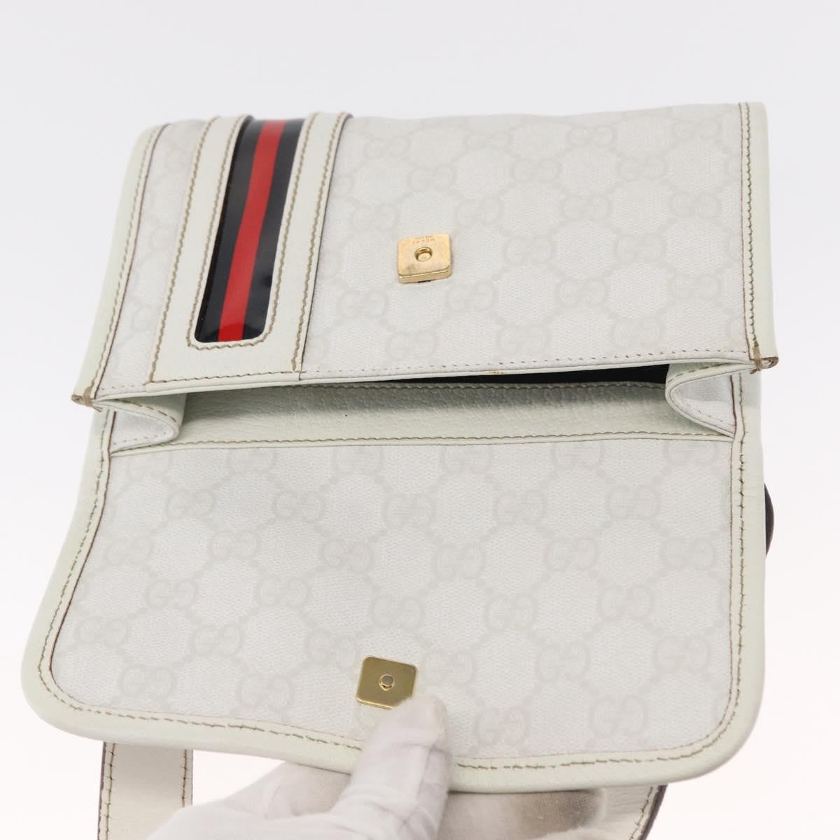Gucci Sherry Line Waist Bag Gg Canvas White Canvas Shoulder Bag Bag (Pre-Owned)