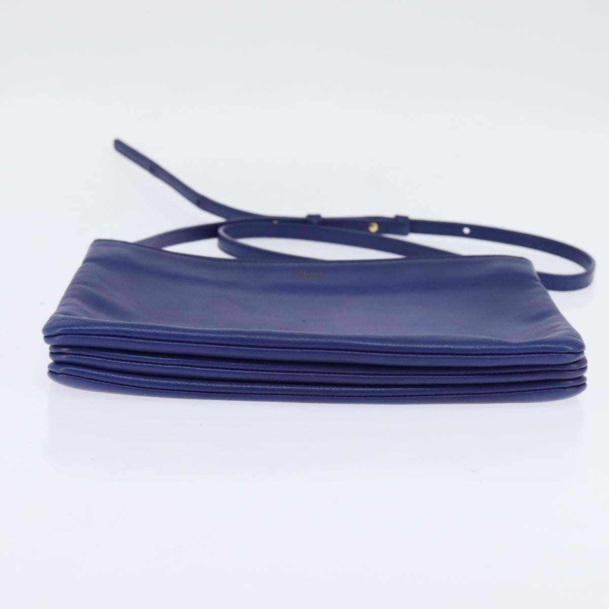 Celine Trio Crossbody Bag Leather Blue Leather Crossbody Bag Bag (Pre-Owned)