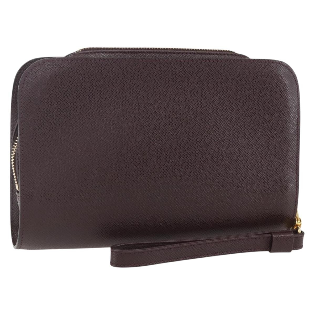 Louis Vuitton Pochette Baikal Clutch Taiga Leather Brown Leather Clutche & Pouche Bag (Pre-Owned)