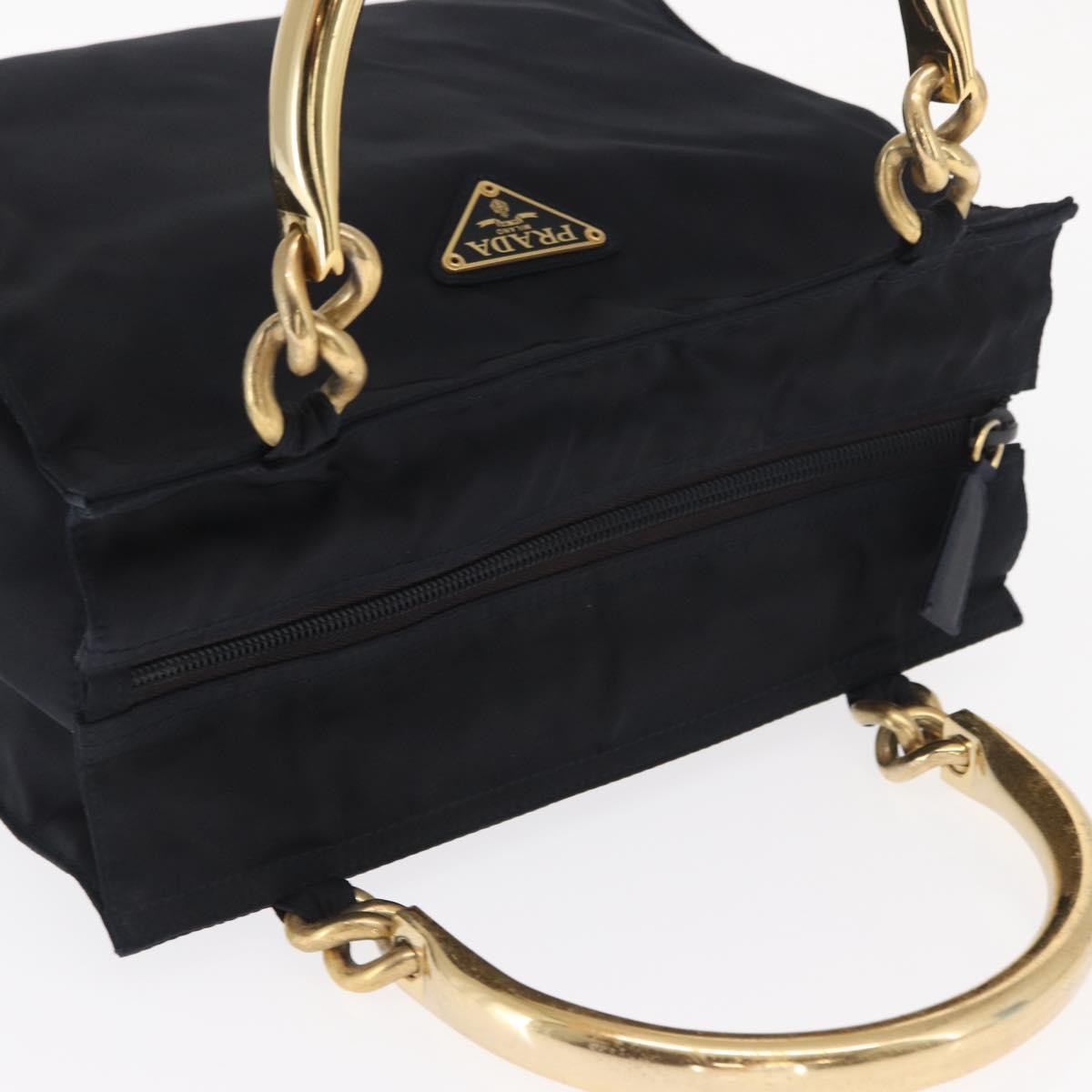 Prada Metal Handles Tote Tessuto Navy Nylon Tote Bag Bag (Pre-Owned)