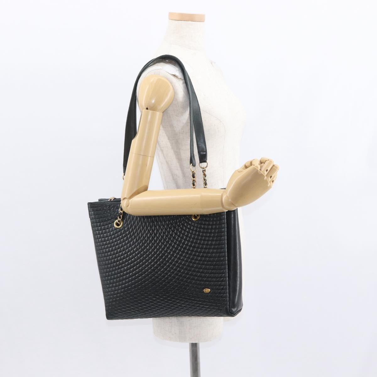 Bally Vintage Chain Shoulder Bag Quilted Leather Navy Leather Shoulder Bag Bag (Pre-Owned)