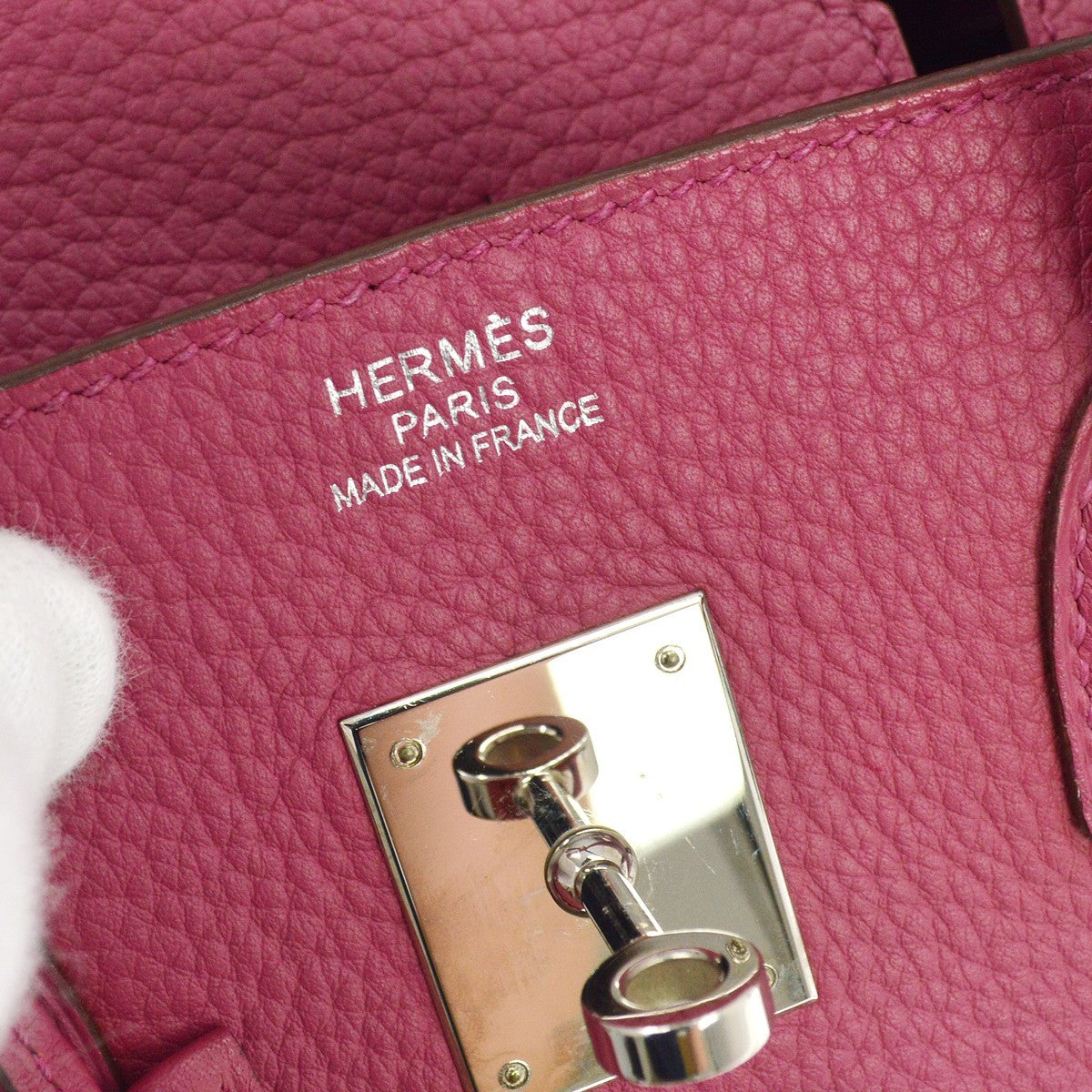 Hermes Birkin Handbag Pink Togo With Palladium Hardware Blue Leather Handbag (Pre-Owned)