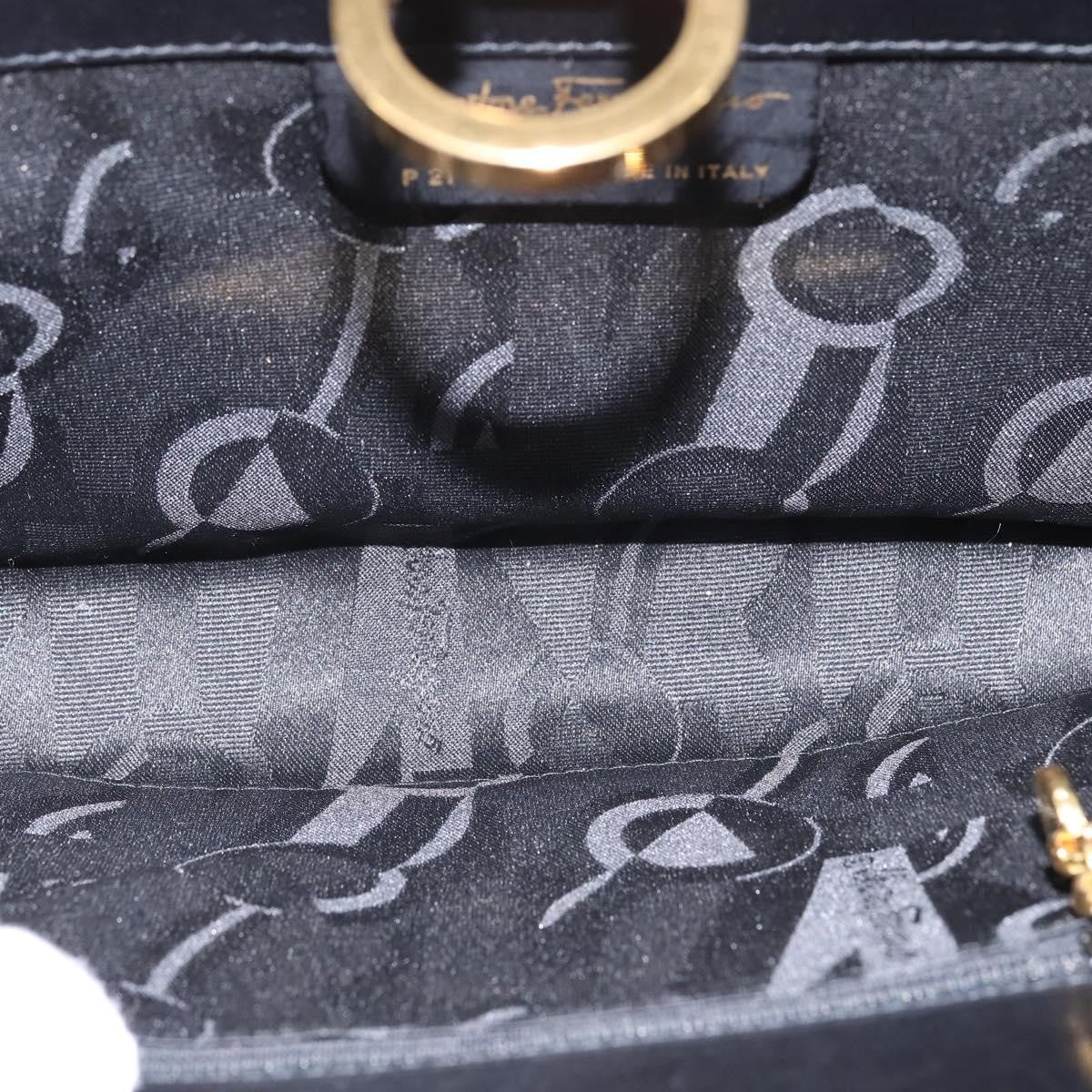 Salvatore Ferragamo Vintage Gancini Chain Shoulder Bag Leather Black Leather Shoulder Bag Bag (Pre-Owned)