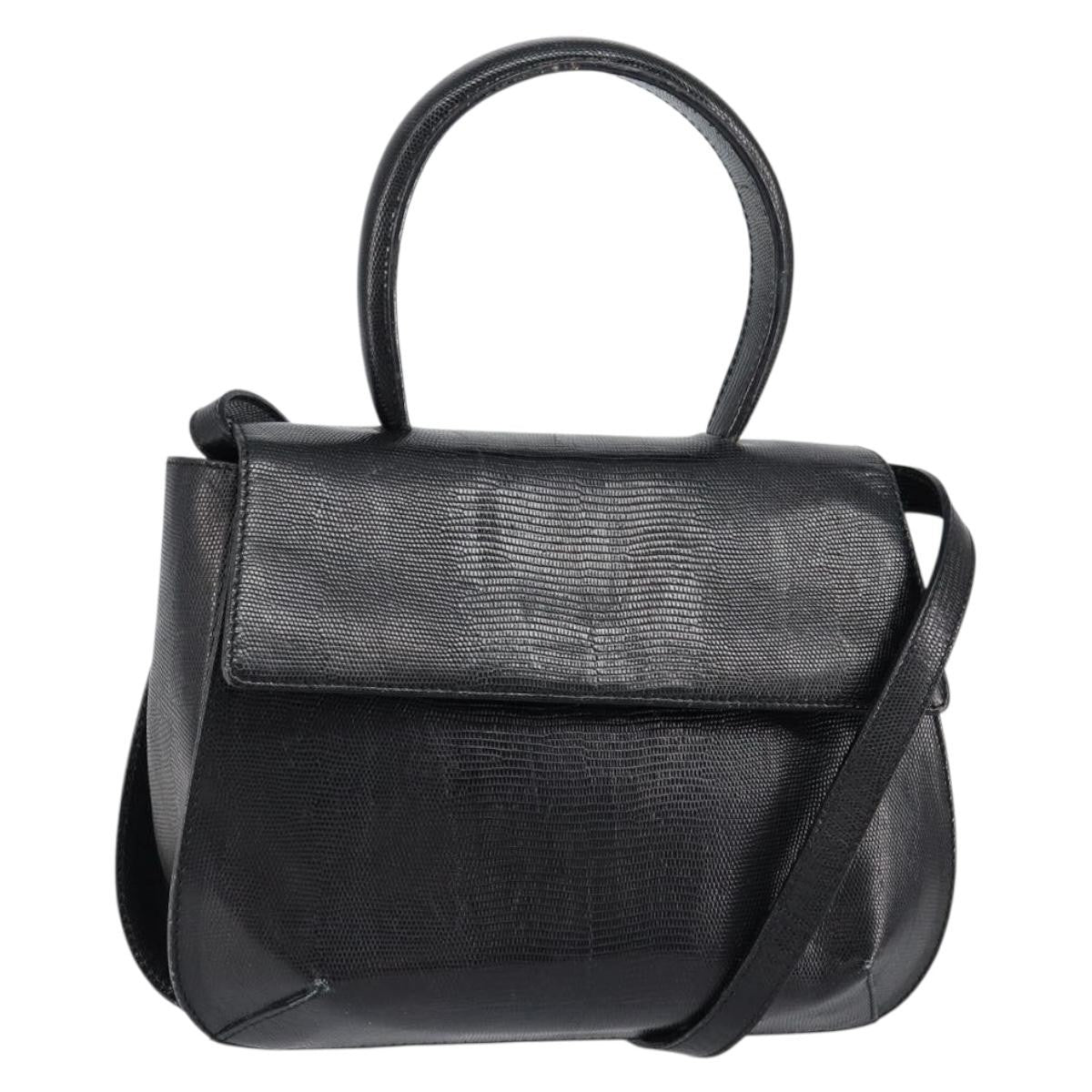 Salvatore Ferragamo Vintage Handbag Leather Black Leather Handbag (Pre-Owned)