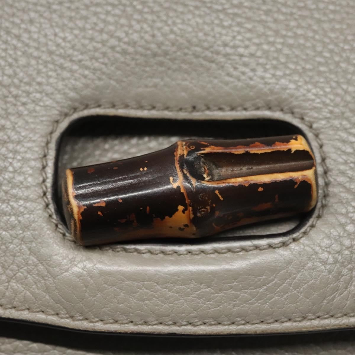 Gucci Bamboo Daily Top Handle Bag Leather Gray Leather Handbag (Pre-Owned)