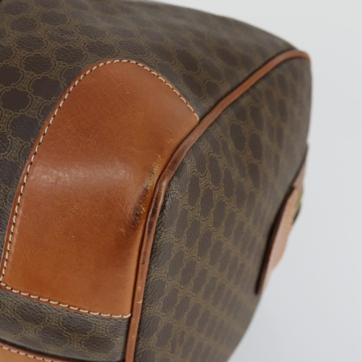 Celine Vintage Duffle Bag Canvas And Leather Brown Canvas Travel Bag Bag (Pre-Owned)
