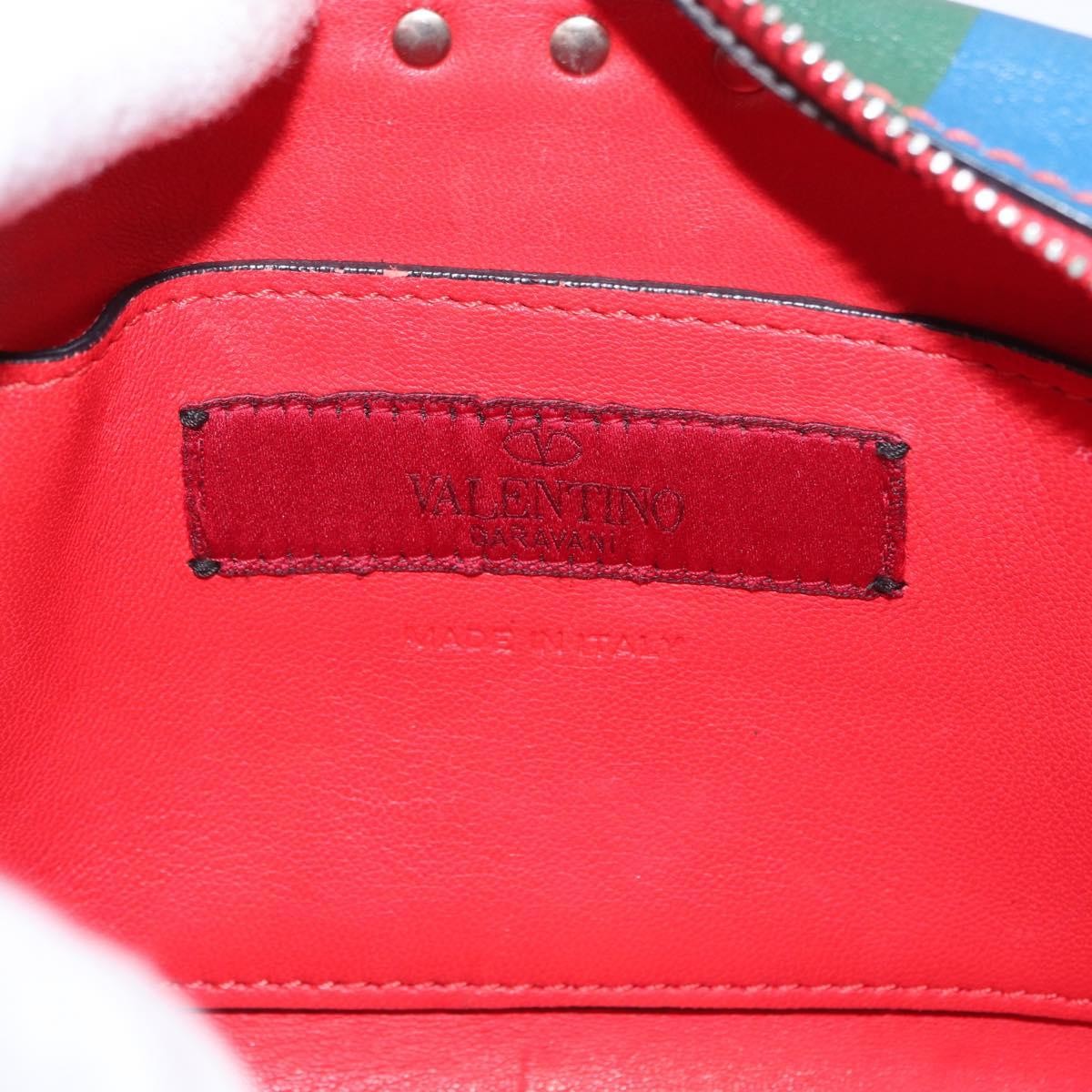 Valentino Garavani Rockstud 1973 Camera Crossbody Bag Striped Leather Gold Leather Shoulder Bag Bag (Pre-Owned)