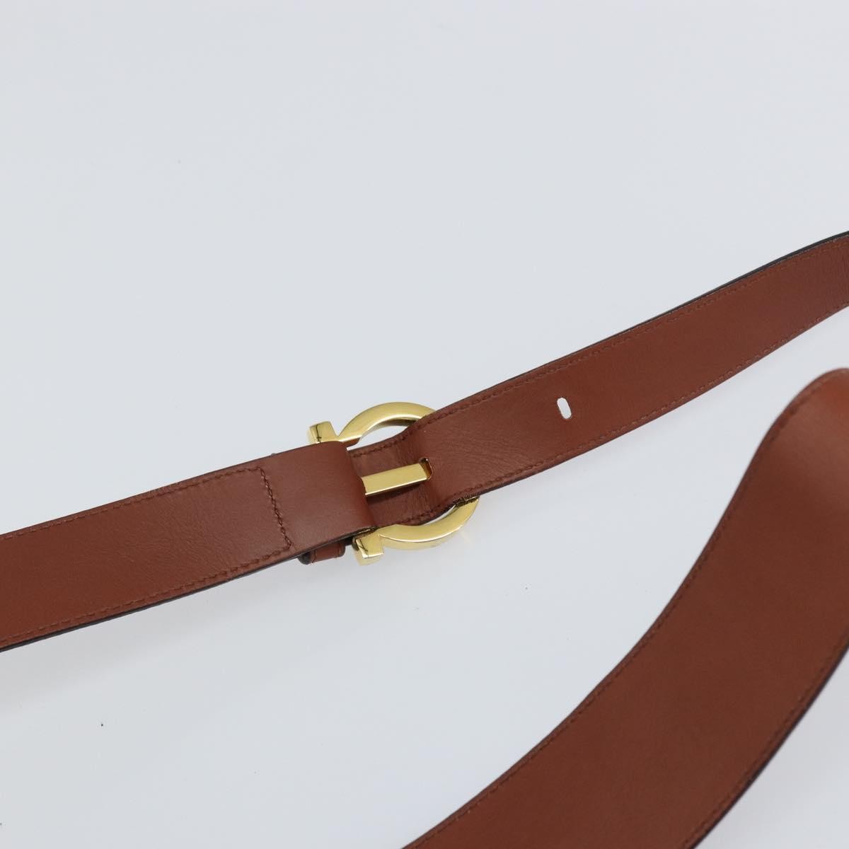 Salvatore Ferragamo Gancini Shoulder Bag Leather Brown Leather Shoulder Bag Bag (Pre-Owned)