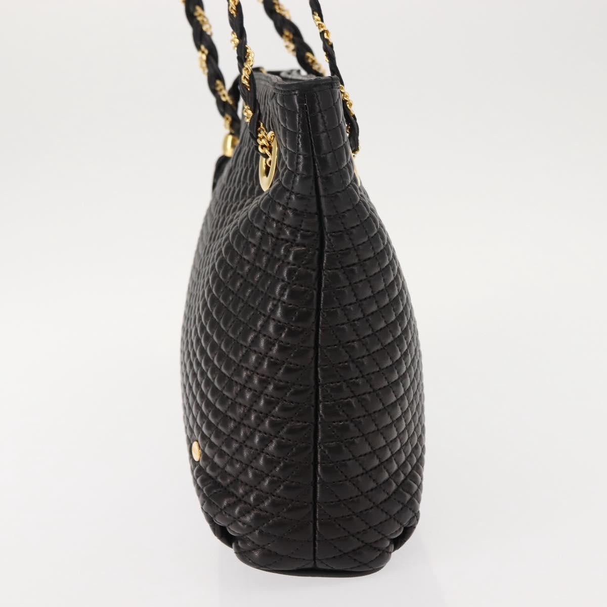 Bally Vintage Chain Shoulder Bag Quilted Leather Black Leather Shoulder Bag Bag (Pre-Owned)