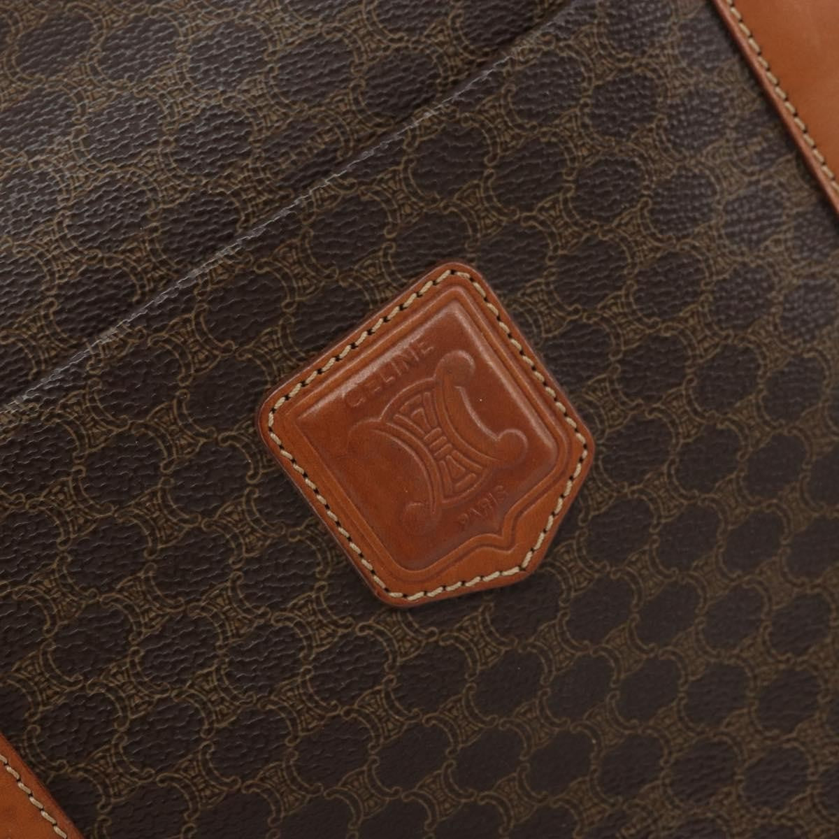 Celine Vintage Macadam Handbag Canvas And Leather Brown Canvas Tote Bag Bag (Pre-Owned)