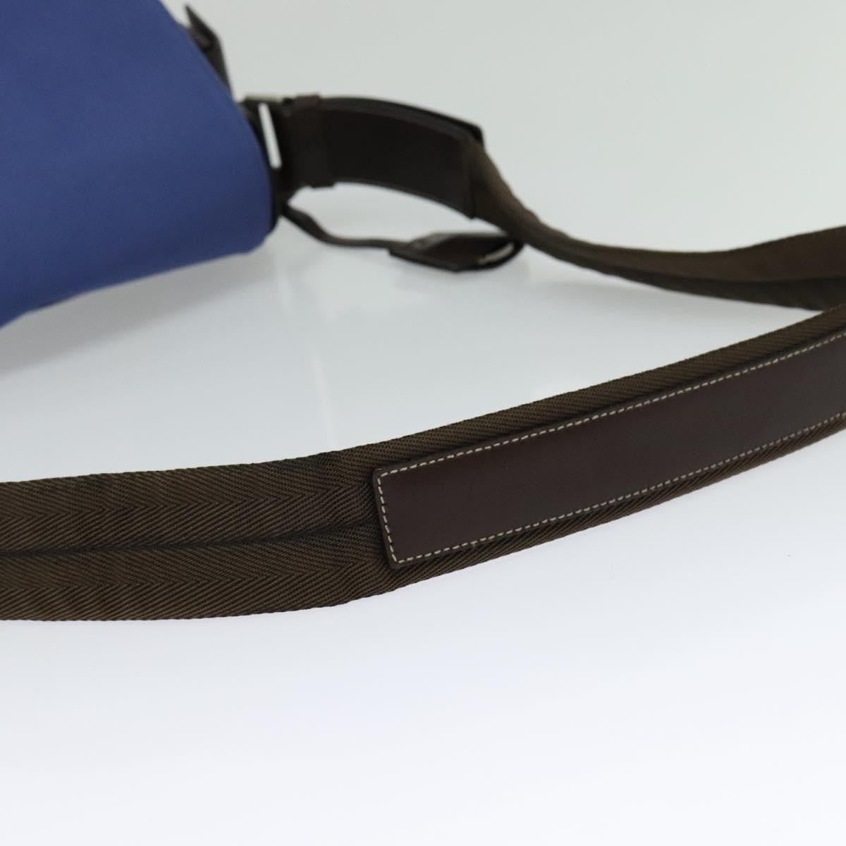 Prada Impunturato Buckle Flap Messenger Bag Canvas Blue Canvas Shoulder Bag Bag (Pre-Owned)