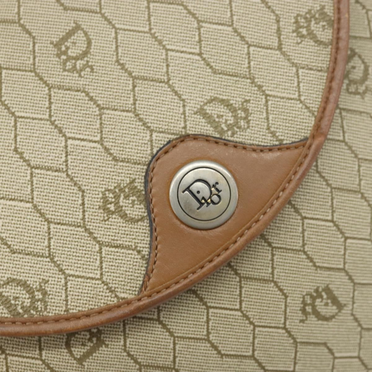 Christian Dior Vintage Honeycomb Shoulder Bag Canvas And Leather Beige Canvas Shoulder Bag Bag (Pre-Owned)