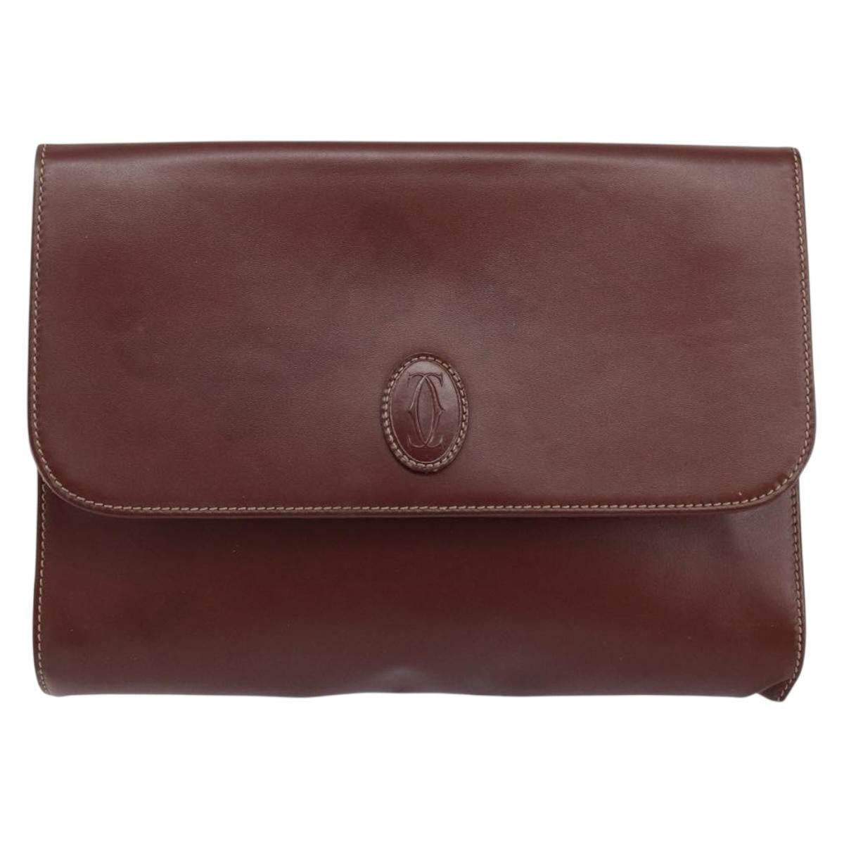 Cartier Must De Cartier Clutch Bag Leather Burgundy Leather Clutche & Pouche Bag (Pre-Owned)