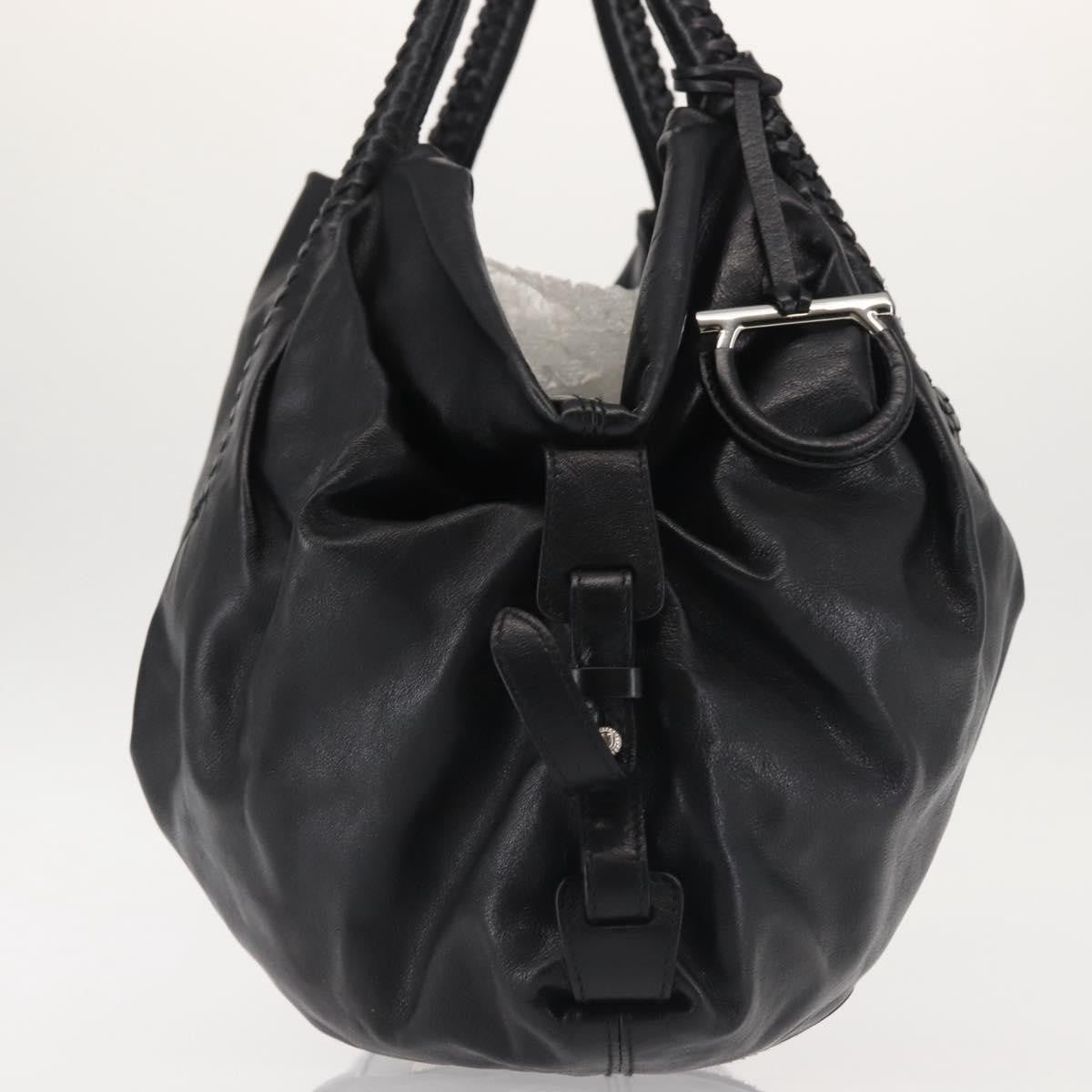 Salvatore Ferragamo Gancini Tote Leather Black Leather Tote Bag Bag (Pre-Owned)