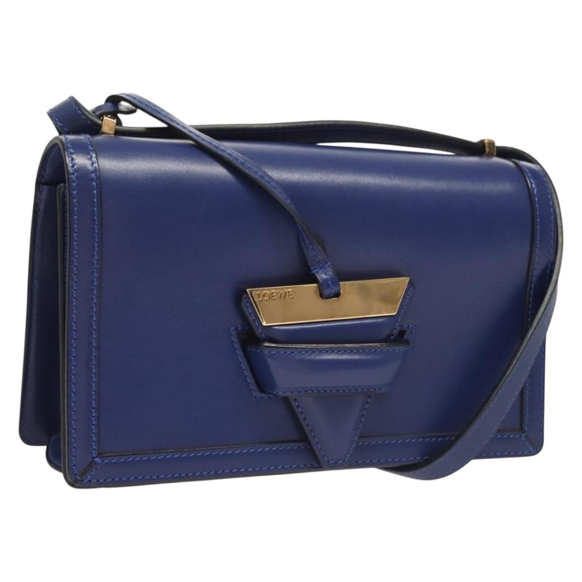 Loewe Barcelona Shoulder Bag Leather Blue Leather Shoulder Bag Bag (Pre-Owned)