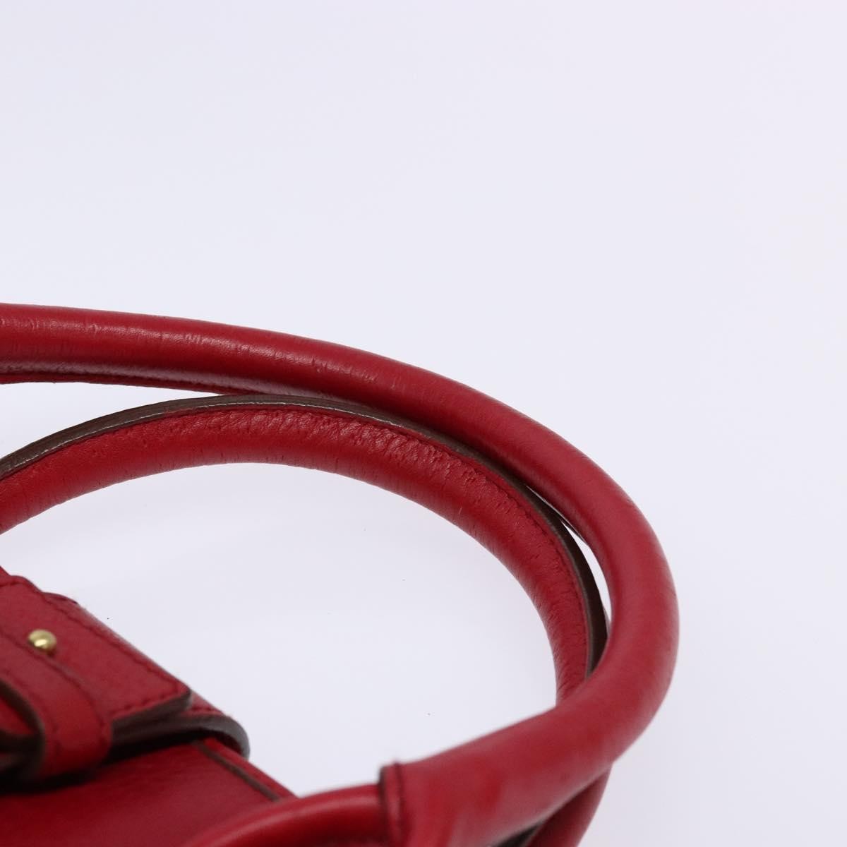 Salvatore Ferragamo Gancini Handbag Leather Red Leather Handbag (Pre-Owned)