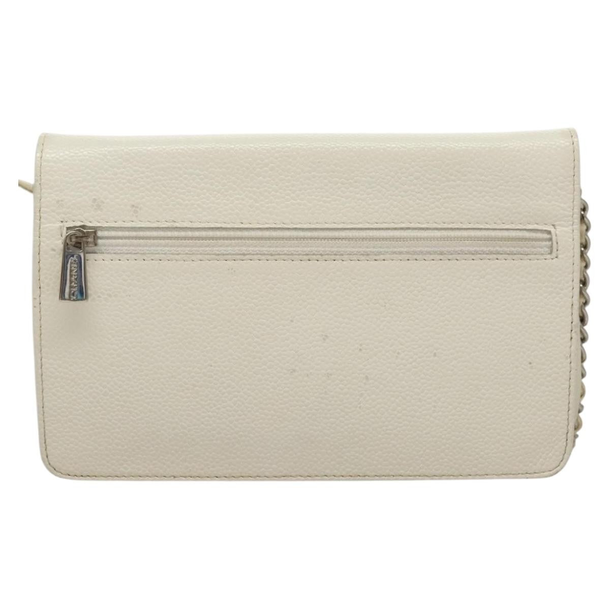Chanel Vintage Timeless Wallet On Chain Caviar White Leather Shoulder Bag Bag (Pre-Owned)