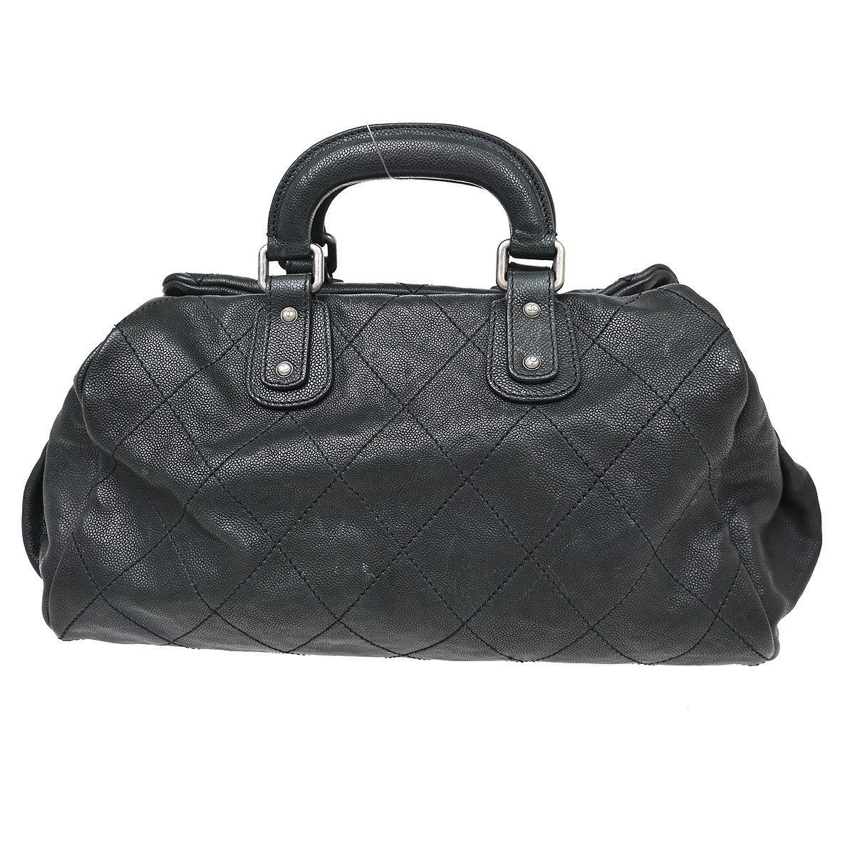 Chanel Outdoor Ligne Doctor Bag Quilted Caviar Black Leather Handbag (Pre-Owned)