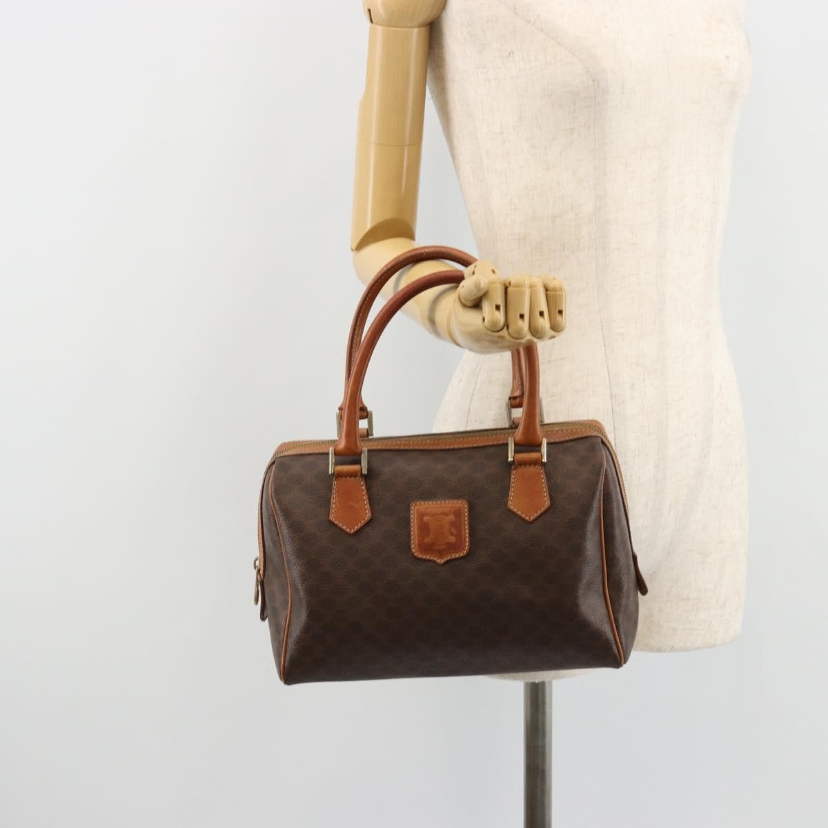Celine Vintage Triomphe Handbag Canvas Brown Canvas Handbag (Pre-Owned)