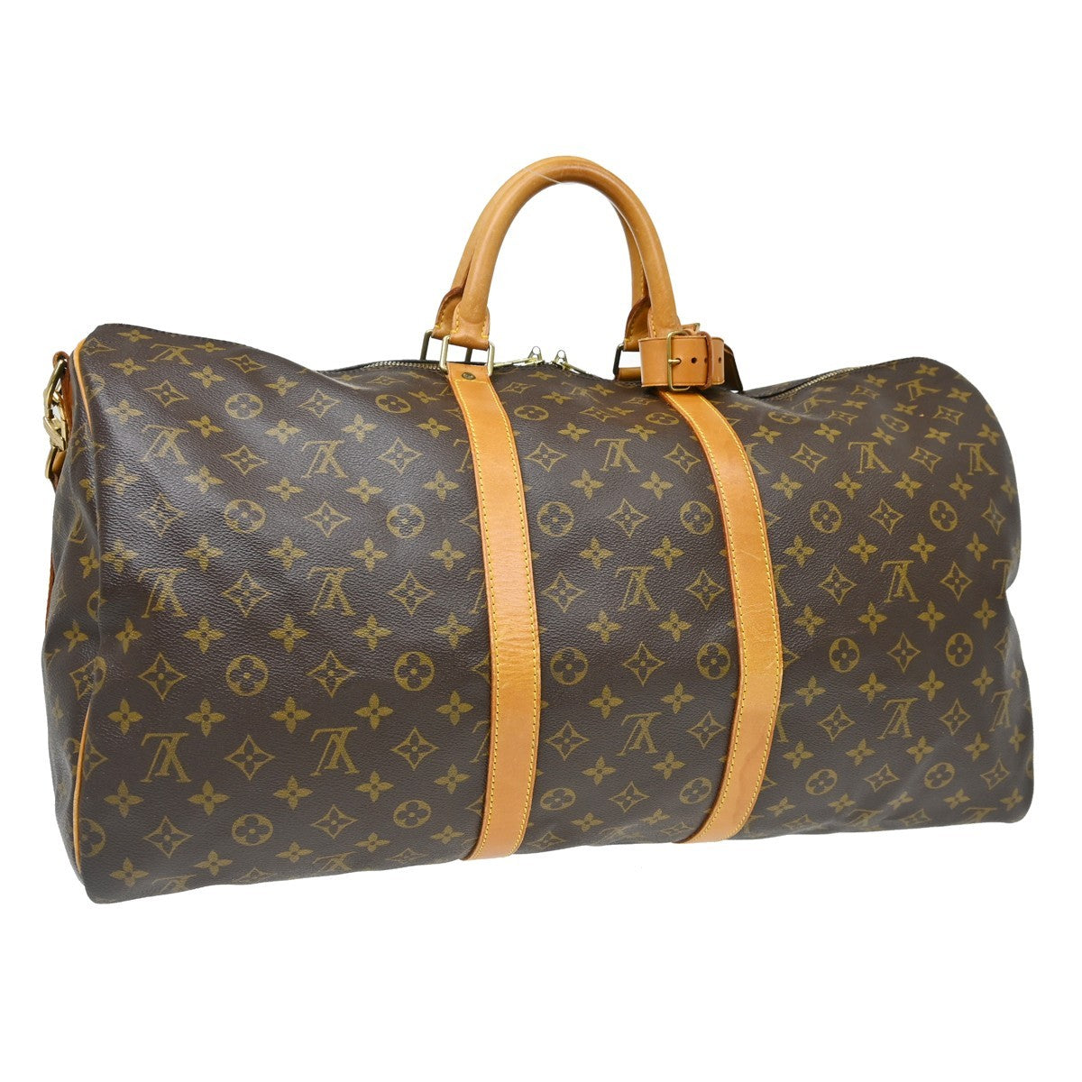 Louis Vuitton Keepall Bandouliere Bag Monogram Canvas Brown Canvas Travel Bag Bag (Pre-Owned)