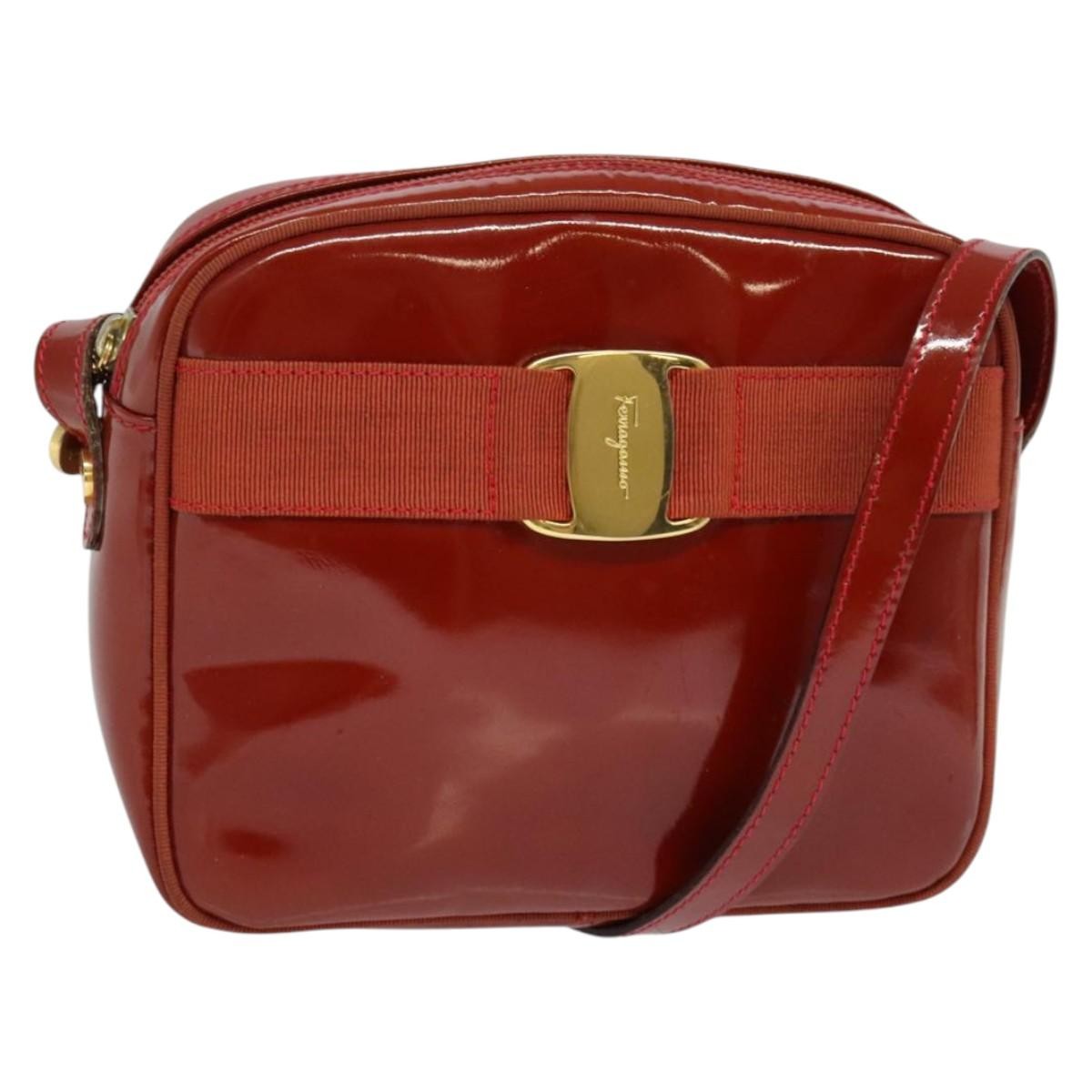Salvatore Ferragamo Vala Shoulder Bag Patent Leather Red Patent_Leather Shoulder Bag Bag (Pre-Owned)