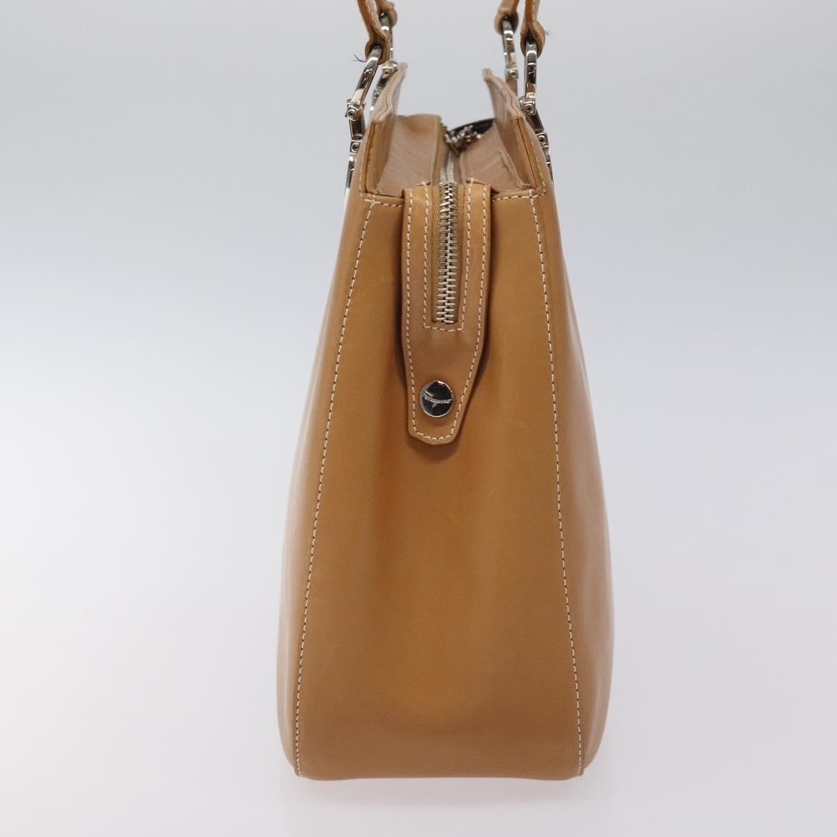 Salvatore Ferragamo Gancini Shoulder Bag Suede Brown Leather Shoulder Bag Bag (Pre-Owned)
