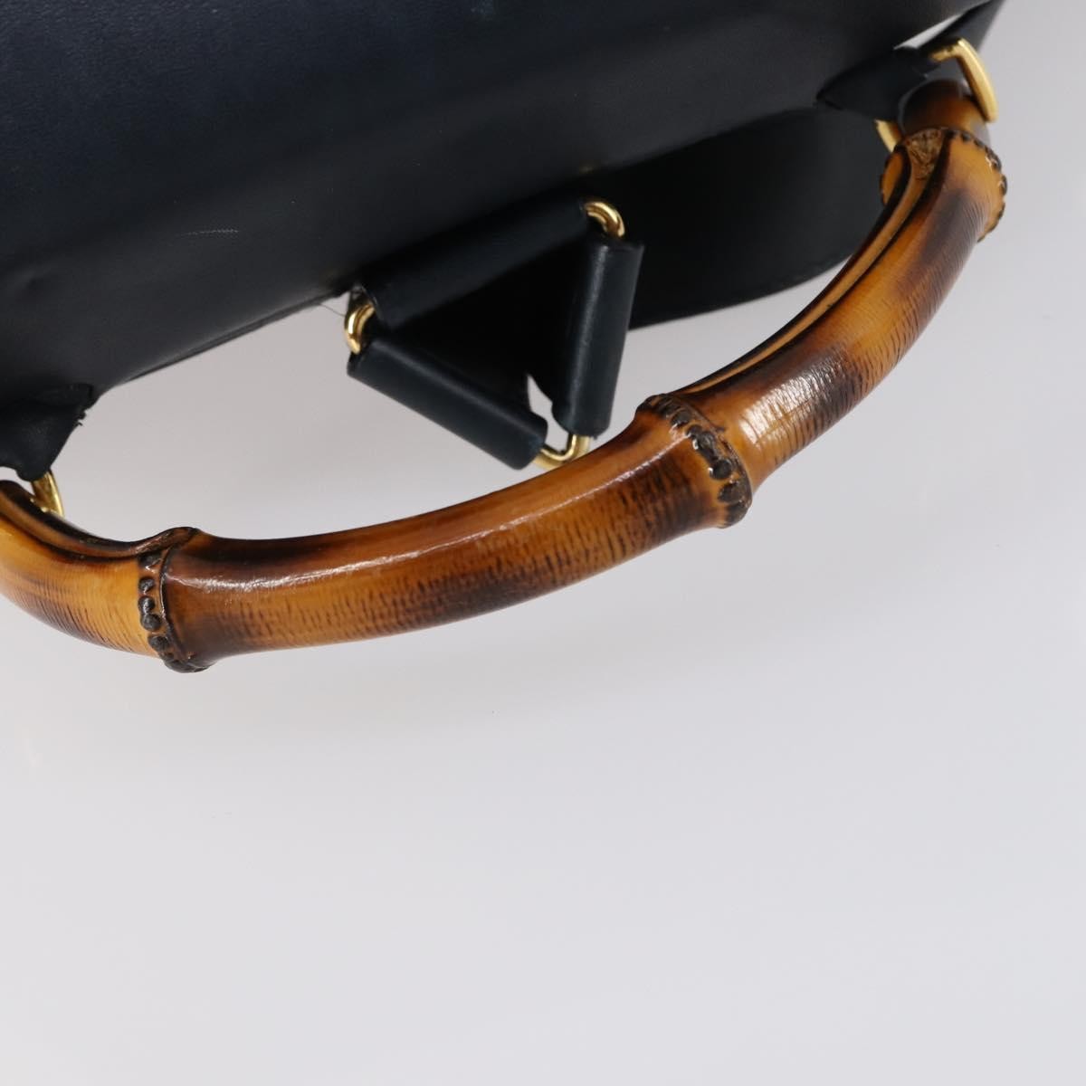 Gucci Vintage Bamboo Backpack Leather Navy Leather Backpack Bag (Pre-Owned)