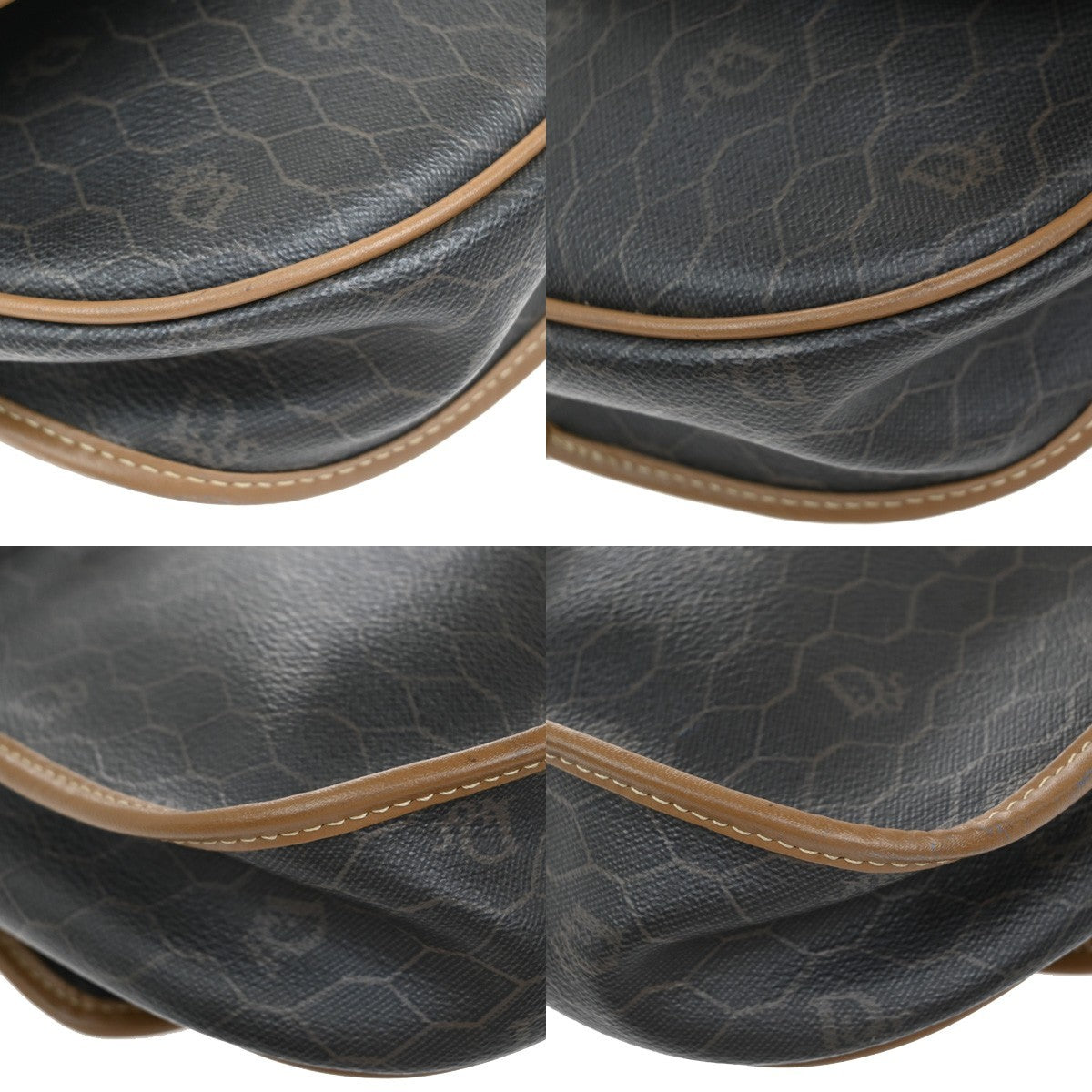 Christian Dior Vintage Honeycomb Shoulder Bag Canvas And Leather Brown Pvc Shoulder Bag Bag (Pre-Owned)