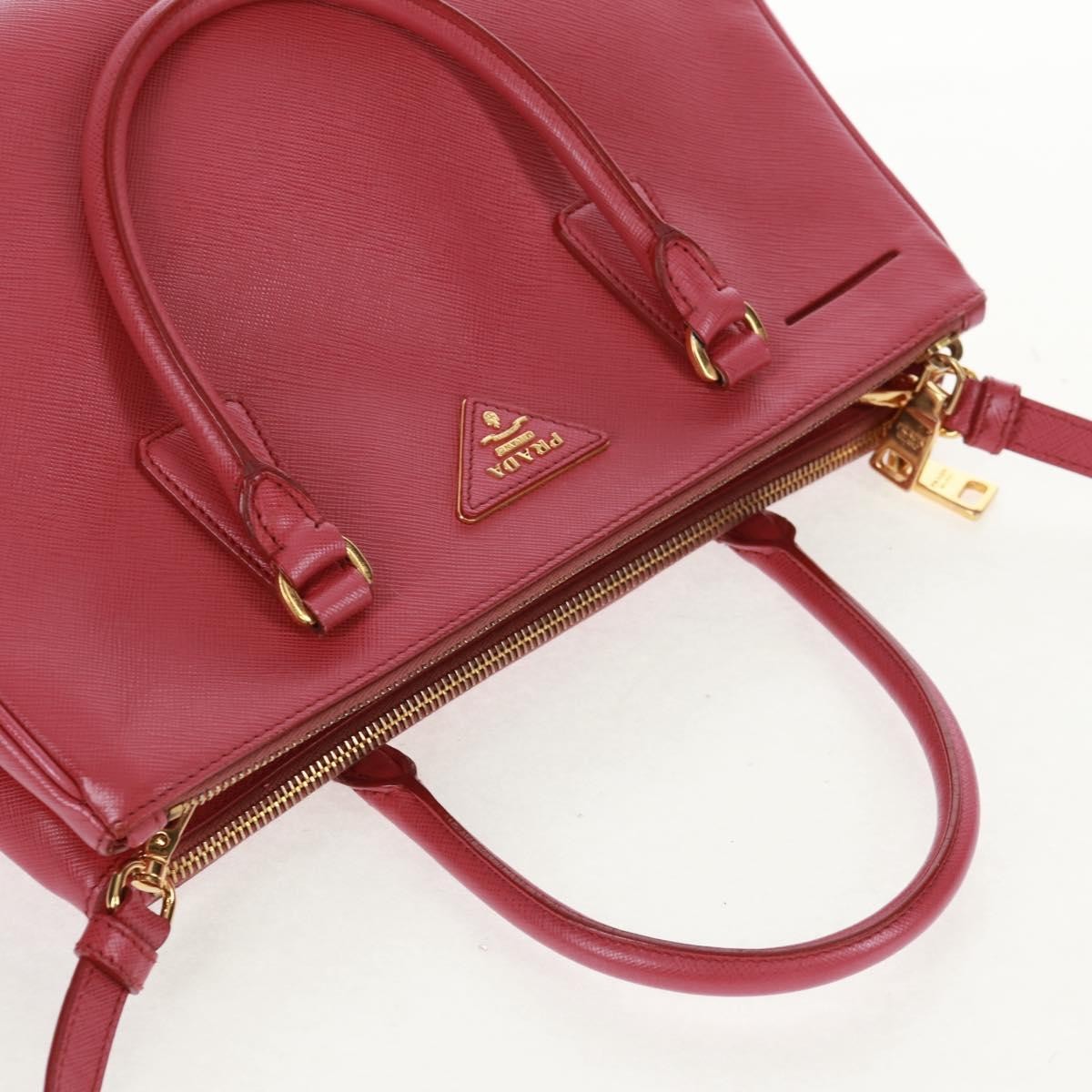 Prada Double Zip Lux Tote Saffiano Leather Pink Leather Handbag (Pre-Owned)