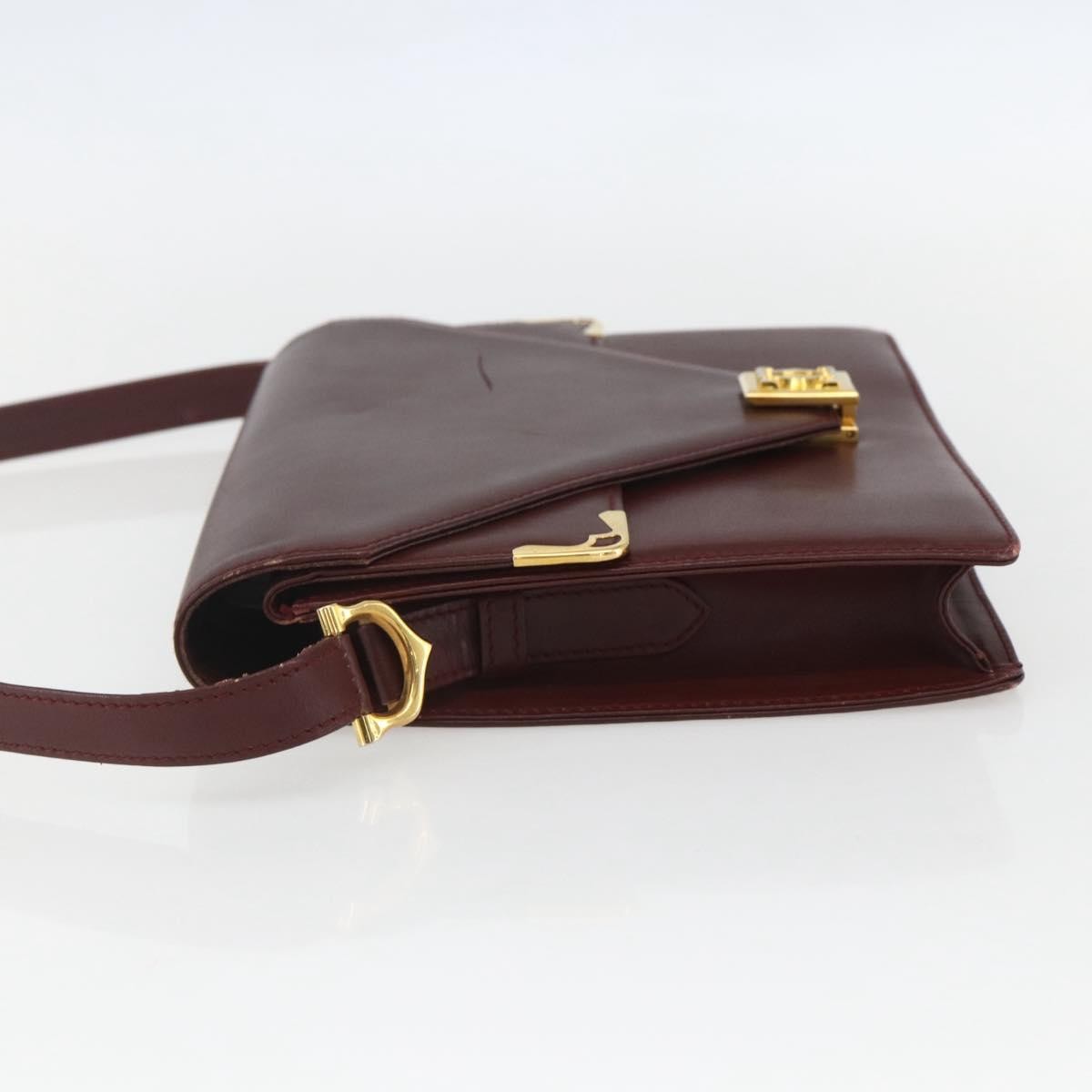 Cartier Must De Cartier Shoulder Bag Leather Burgundy Leather Shoulder Bag Bag (Pre-Owned)