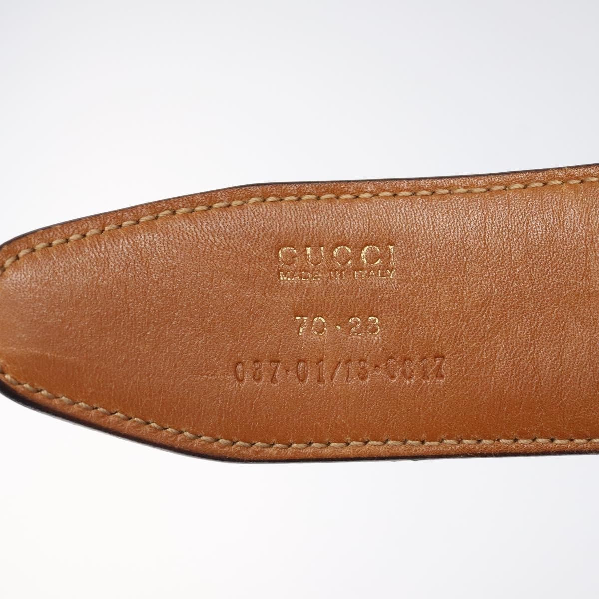 Gucci Round Buckle Belt Leather Brown Leather Belts Accessory (Pre-Owned)