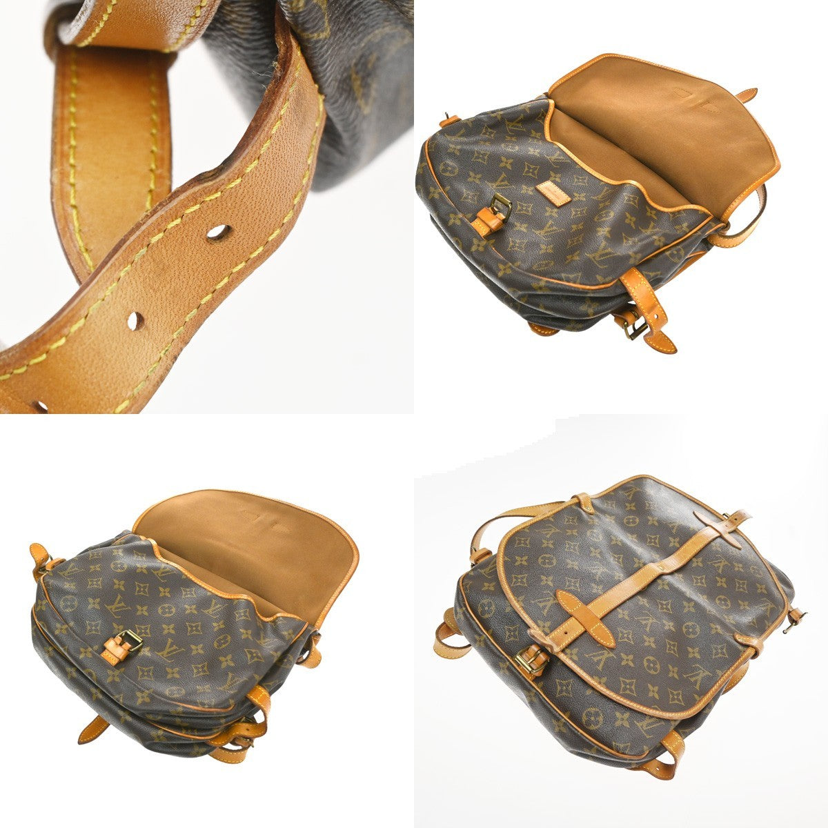 Louis Vuitton Saumur Handbag Monogram Canvas Brown Canvas Shoulder Bag Bag (Pre-Owned)
